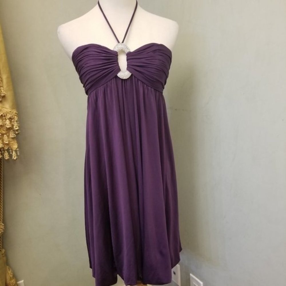 Niteline Purple rhinestone bubble halter dress women's size 2 (286) - Picture 2 of 9